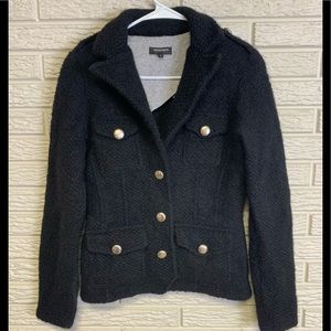 MARISOL Fuzzy Wool Blend Italian Made Button Up Coat Jacket Size Small